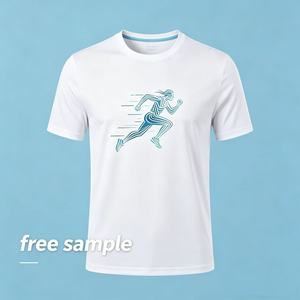 T-shirts de course personnalisés 100 % polyester à séchage rapide pour événements de marathon, imprimés par transfert thermique, tricotés unis, vierges, pour publicité - Product Image 1