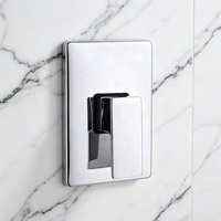 Robinet Mitigeur de Douche Mural Dissimulé en Laiton Chromé Argenté, Monocommande, Style Moderne et Luxueux, Metalique F340002
