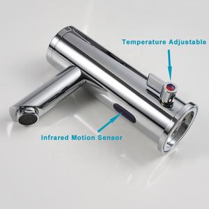 Lavabo de baño de montaje en cubierta de latón cromado, mezcladores automáticos de agua fría y caliente, grifo con sensor con regulación de temperatura - Product Image 3