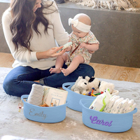 Panier-cadeau personnalisé de petite taille avec sacs-cadeaux en coton tressé pour bébé et rubans – Ensemble durable