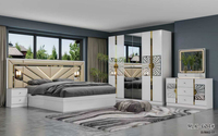 Suite de chambre à coucher de luxe turque, lit king size, ensemble complet pour hôtel, 5 pièces, cadre en bois, mobilier de chambre à coucher moderne