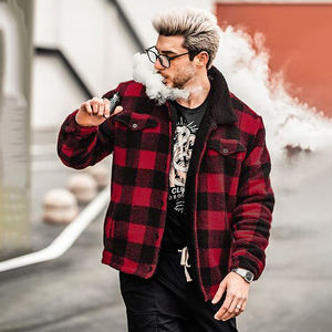 red check coat mens