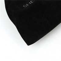 Pochette à bijoux en velours personnalisée écologique avec cordon de serrage, en tissu suédé double face, estampage argenté, pour rangement de colliers et lunettes