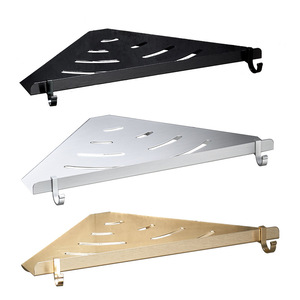 Étagère de salle de bain triangulaire Saint Ruijia, capacité de charge de 5 kg, étagère d'angle murale pour rangement de toilettes, gain de place, en aluminium - Product Image 1