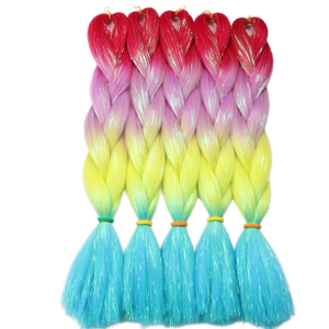 Extensiones de <span class=keywords><strong>pelo</strong></span> sintético trenzado africano de 24 pulgadas al por mayor <span class=keywords><strong>trenzas</strong></span> de colores graduales rectas sedosas de muchos colores - Product Image 1