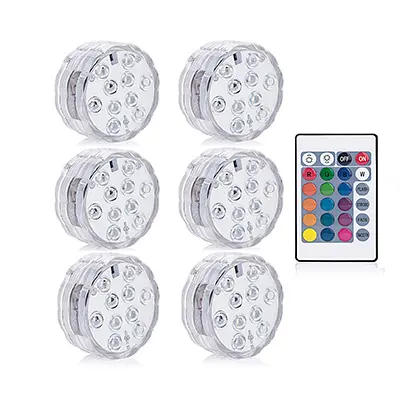 Submersible LED Lights Underwater Waterproof Remote Control Wireless Multi Color 10 LED RGB Tub Swimming Pool