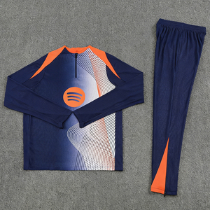 Ensemble d'entraînement court imprimé automne-hiver, demi-zip, maillot Barcelone 25/26, respirant, séchage rapide, compétition clubs européens - Product Image 2