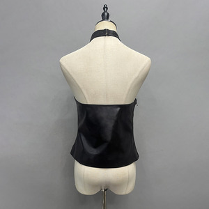 <span class=keywords><strong>Gilet</strong></span> en cuir à col halter Jancoco, nouveau design, pour femmes, en cuir de mouton tanné végétal, col haut, sur mesure - Product Image 4