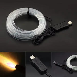 ไฟ LED RGB สำหรับตกแต่งภายในรถยนต์ แบบเส้นยาว 1/2/3/4/5 เมตร ควบคุมผ่านแอพพลิเคชั่น ใช้พอร์ต USB ไฟเบอร์ออปติก สร้างบรรยากาศ แสงนีออน ตกแต่งคอนโซลภายใน - Product Image 1
