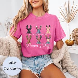 T-shirt da donna Crunchberry con stampa femminista per la Giornata Internazionale della Donna, casual, a maniche corte, in jersey 100% cotone, girocollo - Product Image 3