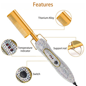 2025 Tùy Chỉnh Nhãn Hiệu Riêng Tăng Vàng Tím Hồng Đen Titan Tóc Ép Tóc Bling Kim Cương Chất Lượng Cao Điện Lược Nóng - Product Image 3