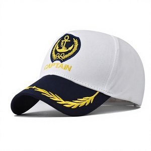 Casquette de baseball marine et blanche style capitaine, 5 panneaux, brodée, ajustable, unisexe, décontractée, pour voyage et bateau - Product Image 4