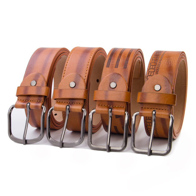 New Arrive Western Belt Pin Buckle Casual Style Custom Print Carved PU Leather Belt for Men