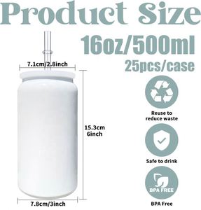 Vasos Blancos para Sublimación, Reciclables, de Doble Pared con Aislamiento al Vacío, de 16 oz, con Tapas de Plástico PP y Bambú - Product Image 2