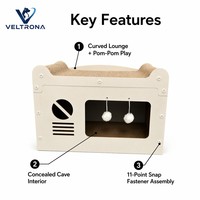 Mobilier pour chat : Niche en forme de téléviseur en carton, lit fermé, finition grain de bambou, abri intérieur pour chat, vente en gros