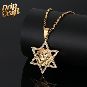 Colgante Hip Hop de Acero Inoxidable 306L Chapado en Oro, Estrella de Seis Puntas, Estrella de <span class=keywords><strong>David</strong></span>, León, Colgante de Acero de Titanio al por Mayor - Product Image 2