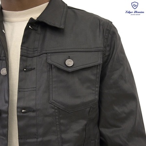 Edge Denim Custom Black Leather Wax <strong>Waxed</strong> Coat Jeans <strong>Trucker</strong> Denim Men <strong>Jacket</strong> for Men - Product Image 3