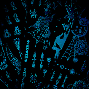 Tatouages temporaires phosphorescents style sombre : Crâne, toile d'araignée, Halloween – Autocollants corporels temporaires longue durée et imperméables pour fêtes - Product Image 5
