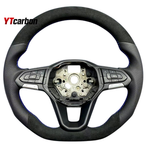 Volant en cuir suédé italien personnalisé YTcarbon pour New <span class=keywords><strong>Caddy</strong></span> Crafter California, pièces automobiles modifiées, accessoires intérieurs de voiture - Product Image 2