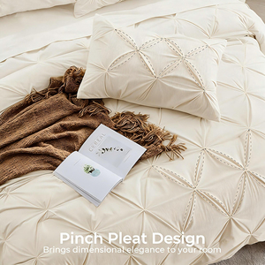 Juego de Ropa de Cama Pintuck para Todas las Estaciones, Tela Suave y Ligera, Incluye Fundas de Edredón, Sábanas y Fundas de Almohada para Dormitorio - Product Image 3