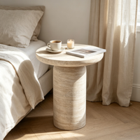 Table basse en marbre travertin naturel minimaliste de luxe pour salon