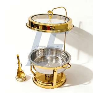 Scaldavivande di Lusso in Acciaio Inox da 9L, Set per Buffet Argento e Oro, Scaldavivande per Matrimoni e Feste - Product Image 4