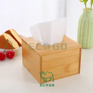 Boîte à mouchoirs en bambou en bois 100% Nature porte-serviettes avec logo personnalisé pour comptoir de table à manger vente en gros - Product Image 5