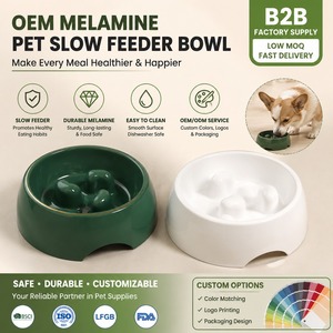 All'ingrosso piccoli cuccioli portatili in melamina ciotola per animali domestici mangiatore lento per cani con stile d'amore - Product Image 1
