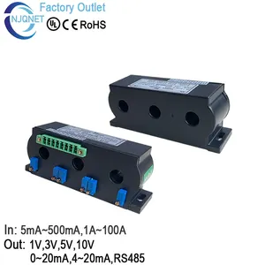 Three Phase Current Sensor QN3DB1 AC 1A 5A 10A 20A 50A 100A / DC 4 20mA 10V 5V RS485 hall Current Transducer Transmitter factory