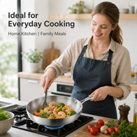 Ensemble de poêles à frire antiadhésives en acier inoxydable 3 plis 18/10, wok, poêle à frire, poêle à frire pour cuisinière à induction et usage domestique