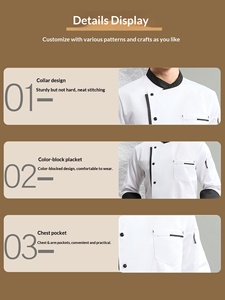 Abbigliamento <span class=keywords><strong>da</strong></span> <span class=keywords><strong>Chef</strong></span> per Hotel, Maniche Lunghe e Corte, Unisex, Uniforme <span class=keywords><strong>da</strong></span> Cucina, Abbigliamento per Pasticceria, Autunno, 100% Cotone - Product Image 2