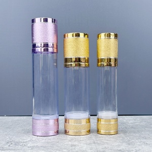 Transparent Plastic As Airless <b>Pump</b> <b>Bottle</b> Cosmetic 15ml 30ml 50ml Glod Plastic <b>Bottle</b> - Product Image 2