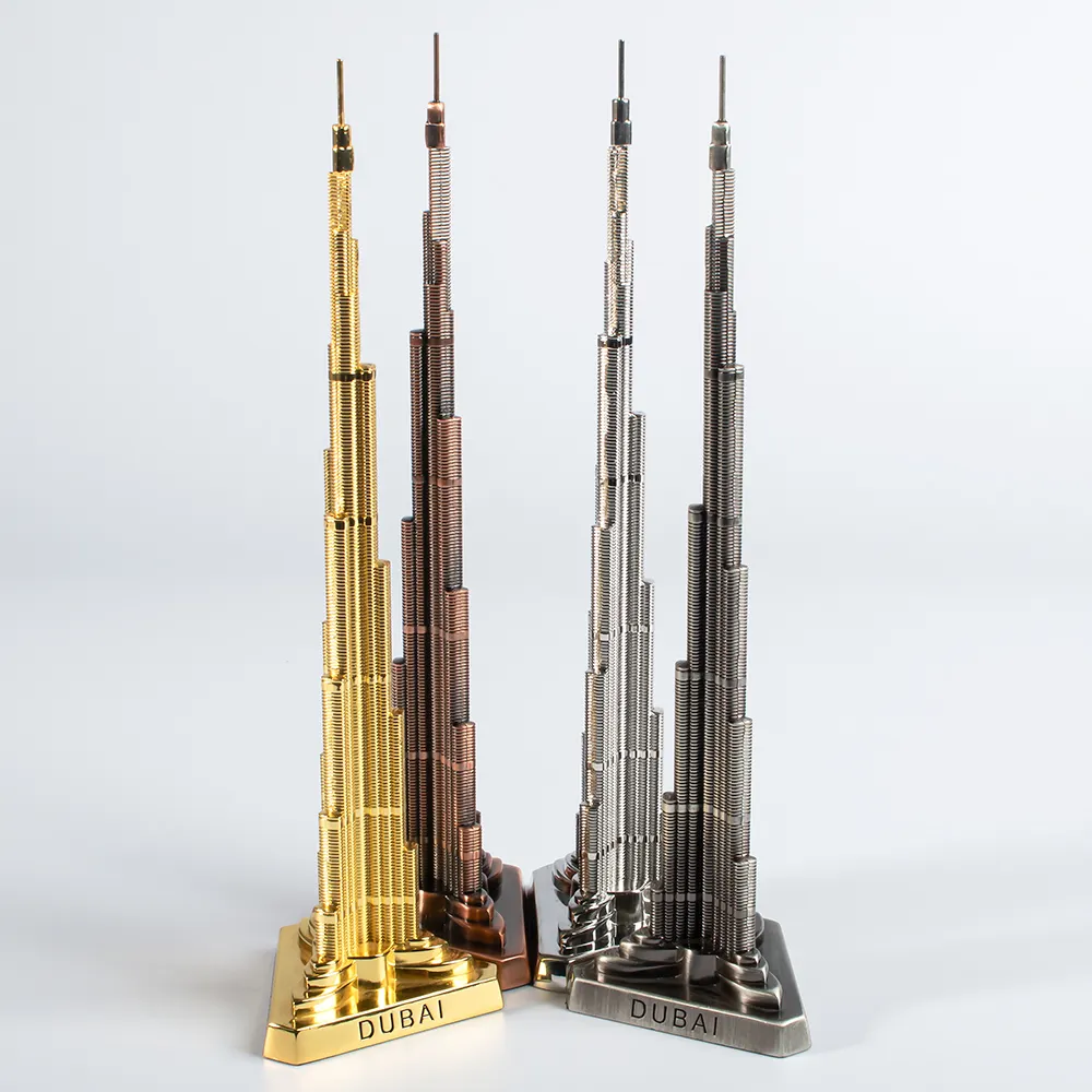 Customized Dubai 3D Building Model Zinc Alloy Tourist Souvenir Metal Burj Khalifa Miniature Building Model