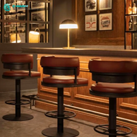 Chaise de bar classique rétro pour restaurant occidental, structure en métal avec revêtement pour restaurant occidental, hôtel, café