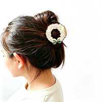 Pince à cheveux grande taille en métal, motif couronne de Noël et nœud vert, ornée d'émail et de strass, accessoires de luxe pour femmes