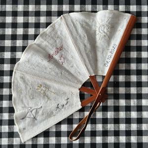 Abanicos Plegables de Mano, Abanicos de Lona y Madera Vintage, Abanicos Blancos Artesanales para Bodas, Fiestas y Decoración del Hogar - Product Image 2