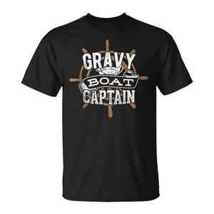 Gravy Boat Captain T-Shirt noir unisexe taille adulte moyenne - Product Image 1