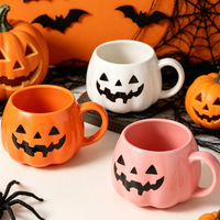 Mug en porcelaine en forme de citrouille d'Halloween, créatif, en 3D, résistant aux hautes températures, compatible micro-ondes, cadeau de fête personnalisé, mug à café