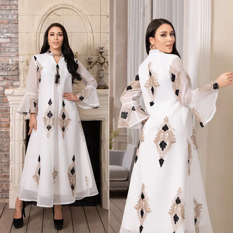 Kaftan White Abaya Dubai Turkey Islam Muslim Hijab Long Dress Caftan Marocain African Dresses For Women Vestidos Robe Musulman