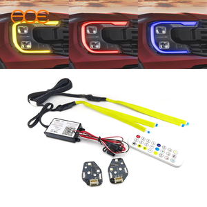 ไฟหน้ารถยนต์ Ranger Raptor Matrix LED DRL RGBW เปลี่ยนสีได้ ควบคุมผ่านแอพฯ  12V รุ่น AOE AOE-RGBW-204 ความสว่าง 8000 ลูเมนส์ จัดส่งฟรีในสหรัฐอเมริกา - Product Image 1