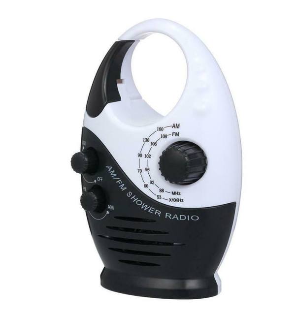 Portable Factory IPX4 Waterproof AM FM Shower Radio with Top Handle and Tuning Knobs for Bathroom and Outdoor FM Receiver Use