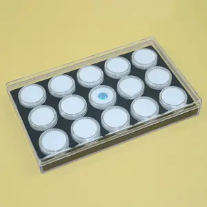 Regalo 15 giratorio redondo acrílico transparente desnudo diamante de color caja de exhibición de almacenamiento de piedras preciosas Organizadores de embalaje al por mayor - Product Image 1
