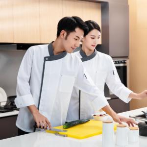 Camiseta de manga larga con escote gris, ropa de trabajo impermeable, catering, restaurante, cocina, panadería, Chef turco, uniforme de cocinero personalizado - Product Image 5