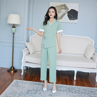 Tunique de spa pour femmes, uniforme de travail élastique avec Logo personnalisé de haute qualité pour massage thaïlandais, vêtements pour électricien de salon de beauté, tunique, spa, pour dames,
