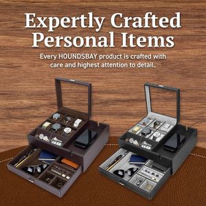 ウォッチボックス12メンズウォッチオーガナイザージュエリーディスプレイケース、ロックとキー付きブラック - Product Image 2