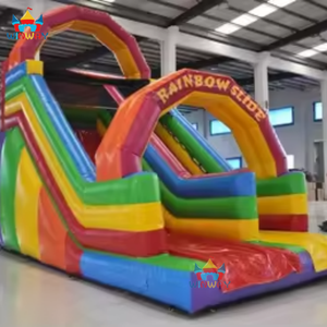 Toboggan aquatique gonflable en PVC commercial arc-en-ciel à double voie avec souffleur pour les fêtes, durable et amusant, garantie de 3 ans - Product Image 5