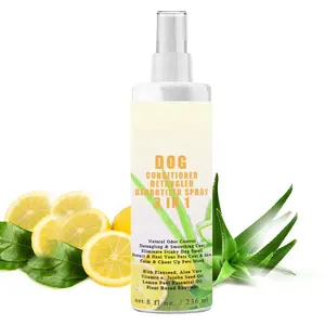 3 in 1 semprotan deorotizer conditioner anjing detangler, kabut penghilang bau, Aromaterapi dengan seng Lemon