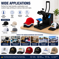 Presse à casquettes de qualité supérieure avec contrôle numérique du temps et de la température pour la sublimation de logos sur casquettes de baseball dans les studios de décoration de vêtements