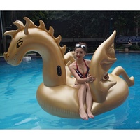 Vente d'usine, flotteur de piscine géant gonflable en forme de dragon doré