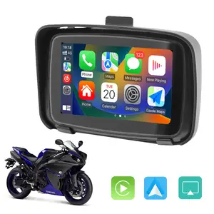 Autoabc 5 Inch Motorcycle Video Screen Wireless Apple Carplay Android Auto Portable Navigation GPS IPX7 Waterproof Display